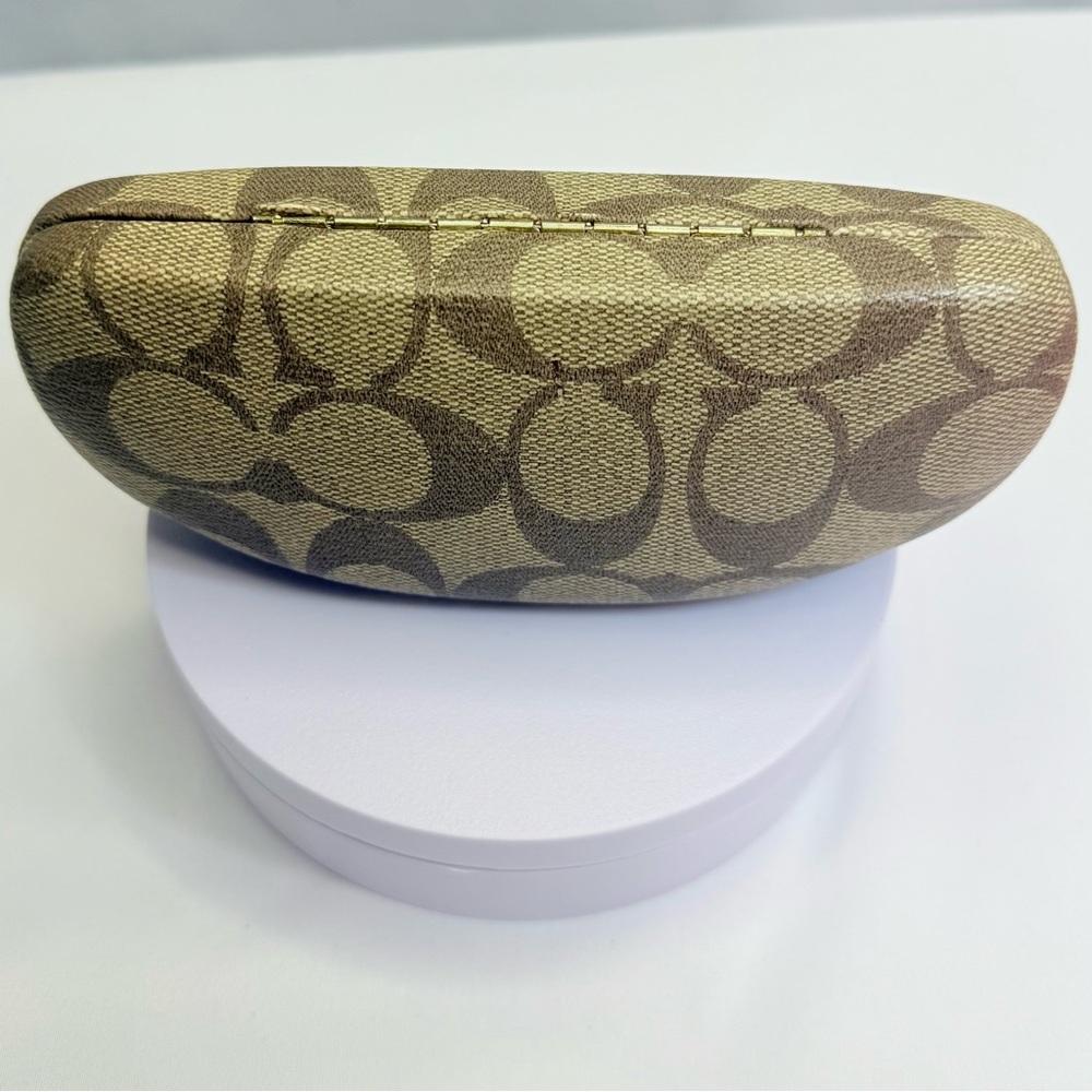 Coach Signature Pattern Sunglasses Case in Brown and Tan - Picture 3 of 9